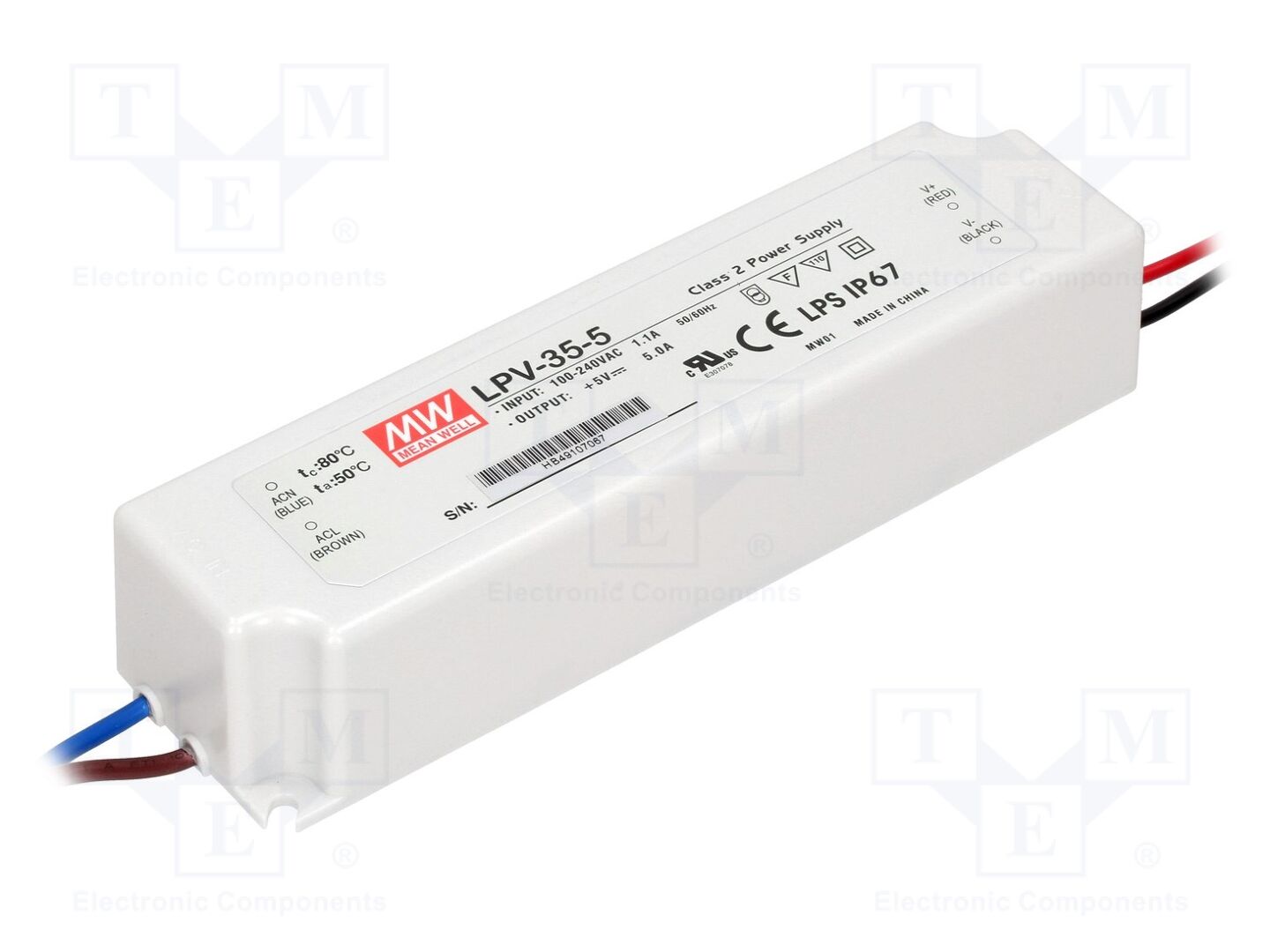 MEAN WELL LPV-35-5 LED-virtalähde 30W 5VDC 5A