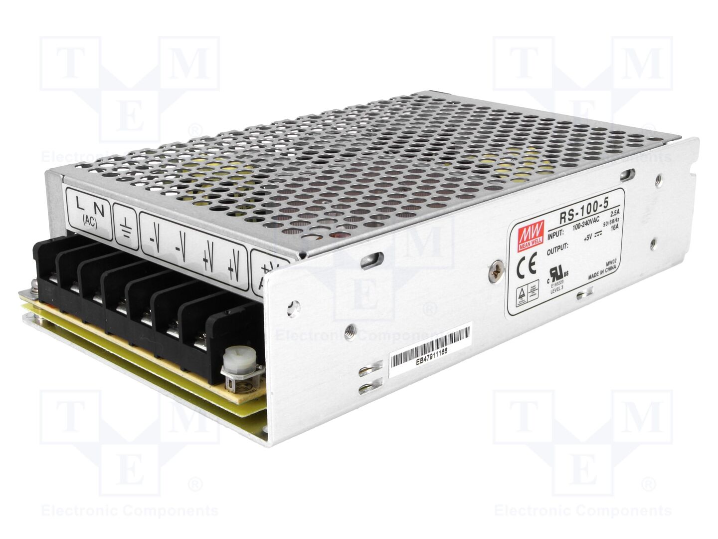 MEAN WELL RS-100-5 Sisäänrakennettu kytkentävirtalähde 100W 5VDC 16A