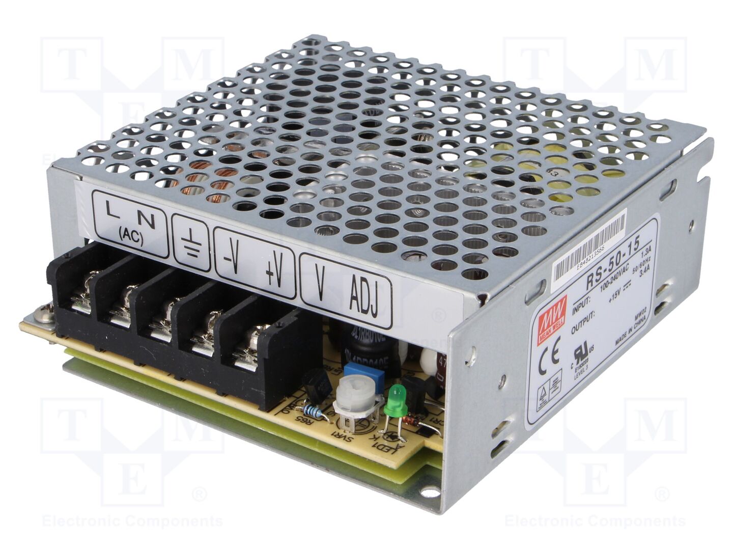 MEAN WELL RS-50-15 Sisäänrakennettu kytkentävirtalähde 50W 15VDC