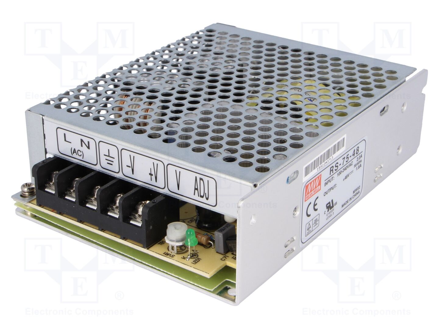 MEAN WELL RS-75-48 Sisäänrakennettu kytkentäsähkönsyöttö 75W 48VDC