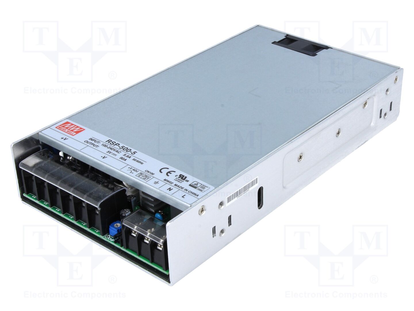 MEAN WELL RSP-500-5 Sisäänrakennettu kytkentävirtalähde 450W 5VDC 90A