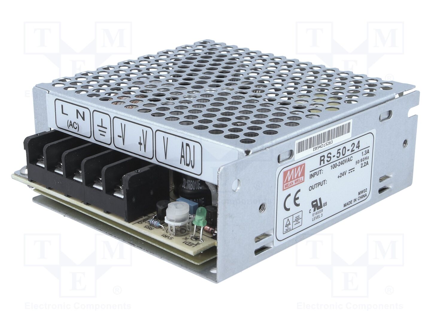 MEAN WELL RS-50-24 Sisäänrakennettu kytkentäsähkönsyöttö 50W 24VDC