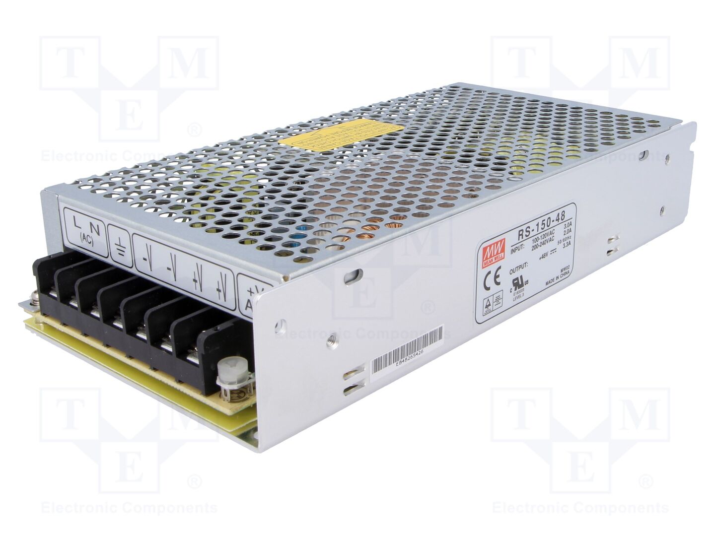 MEAN WELL RS-150-48 Sisäänrakennettu kytkentäsähkölaite 150W 48VDC