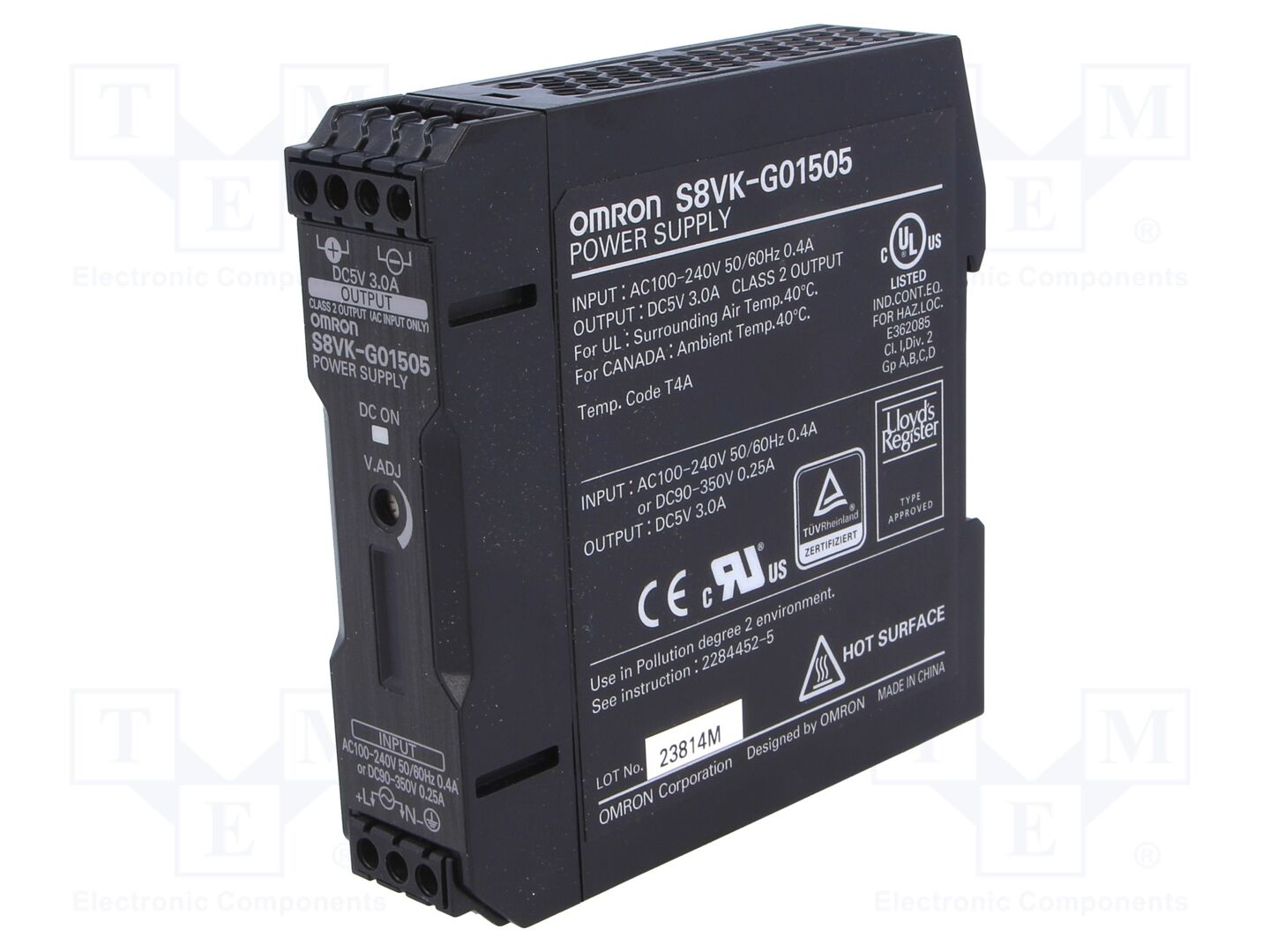 OMRON S8VK-G01505 DIN-kiskoon asennettava kytkentäsähkönsyöttö 15W 5VDC 3A