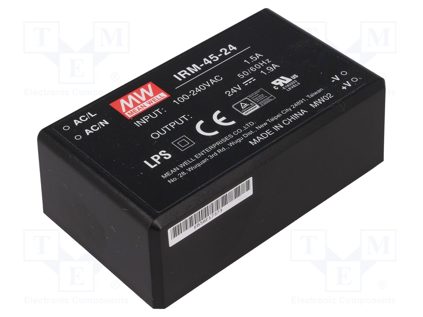 MEAN WELL IRM-45-24 PCB AC/DC muunnin 45.6W