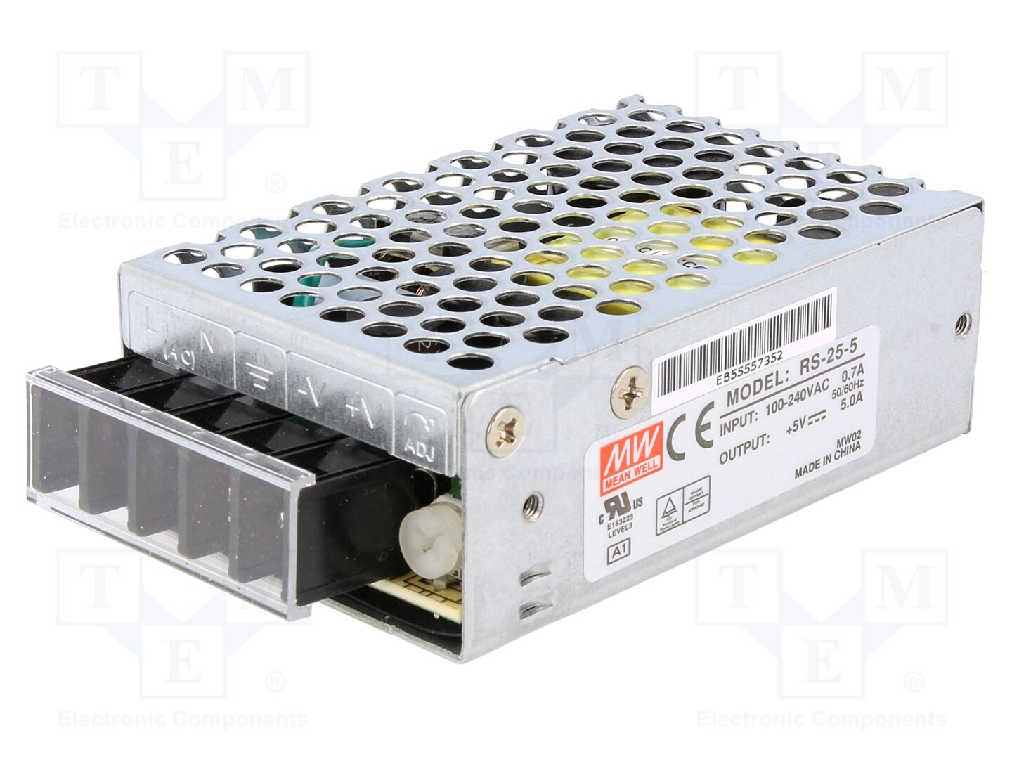 MEAN WELL RS-25-5 Sisäänrakennettu kytkentävirtalähde 25W 5VDC