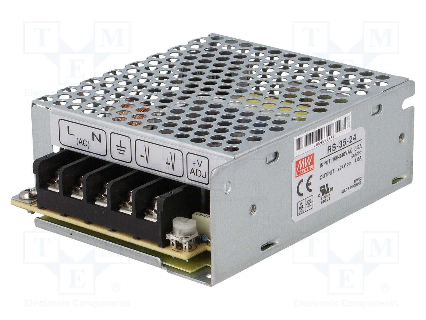 MEAN WELL RS-35-24 Sisäänrakennettu kytkentäsähkölaite 35W 24VDC