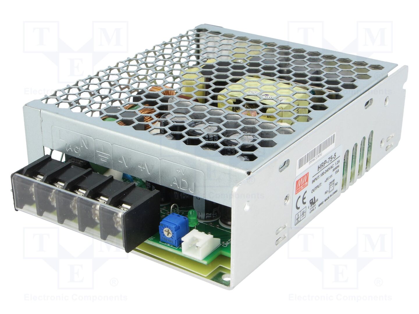 MEAN WELL HRP-75-5 Sisäänrakennettu kytkentävirtalähde 75W 5VDC 15A