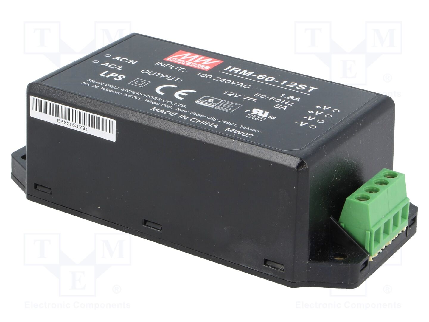MEAN WELL IRM-60-12ST Sisäänrakennettu kytkentäsähkönsyöttö 60W 12VDC