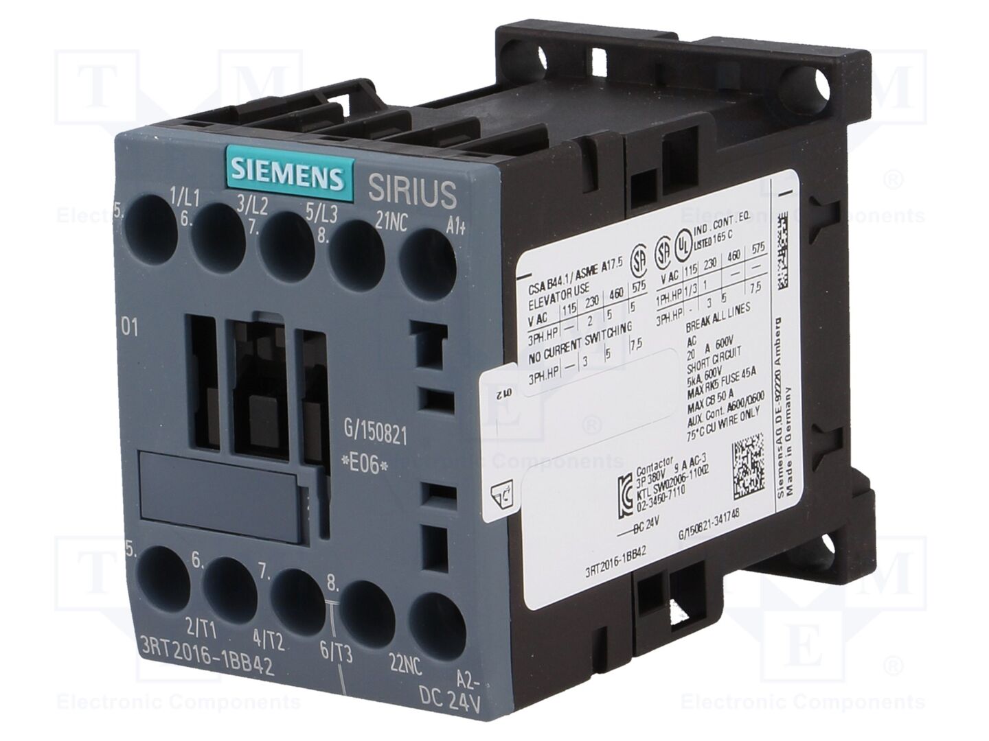 SIEMENS 3RT2016-1BB42 Kontaktori 24VDC