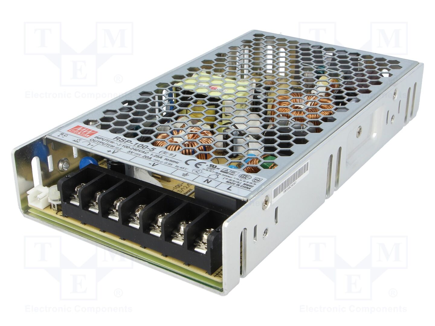 MEAN WELL RSP-100-5 Sisäänrakennettu kytkentävirtalähde 100W 5VDC 20A