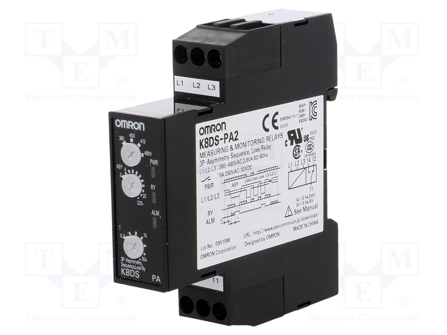 OMRON K8DS-PA2 Jännitteenvalvontarele DIN-kisko SPDT
