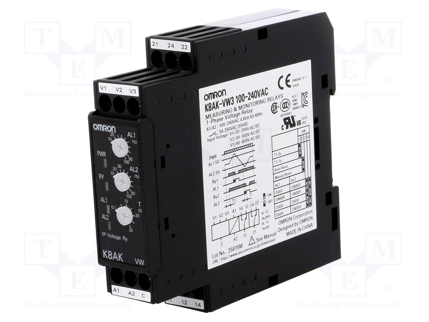 OMRON K8AK-VW3-230 Jännitteenvalvontarele 100-240VAC