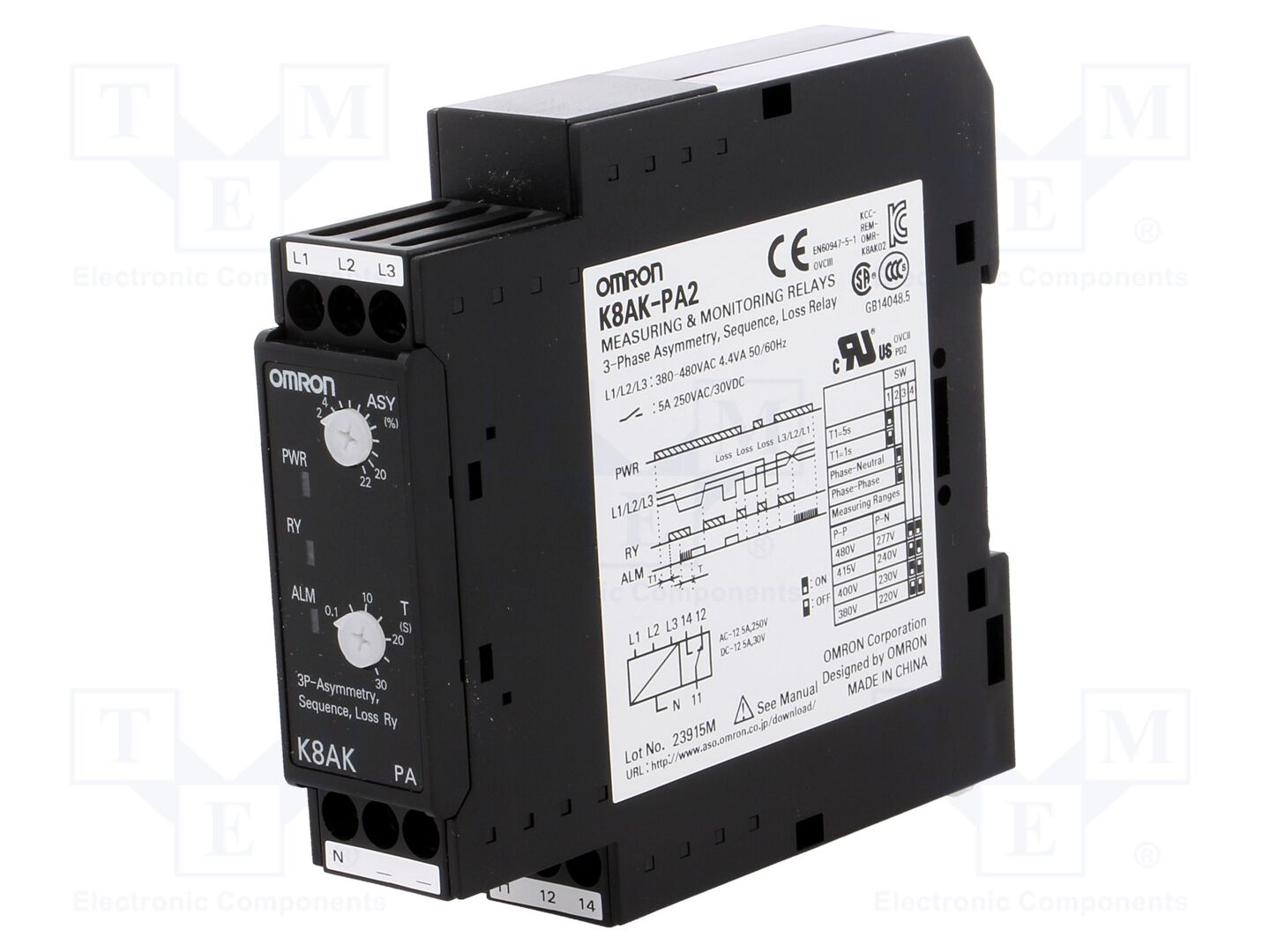 OMRON K8AK-PA2 Jännitteenvalvontarele DIN-kiskoasennus