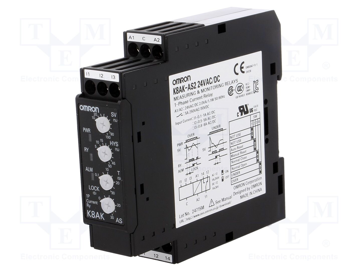 OMRON K8AK-AS2-24 Valvontarele 24VAC/DC