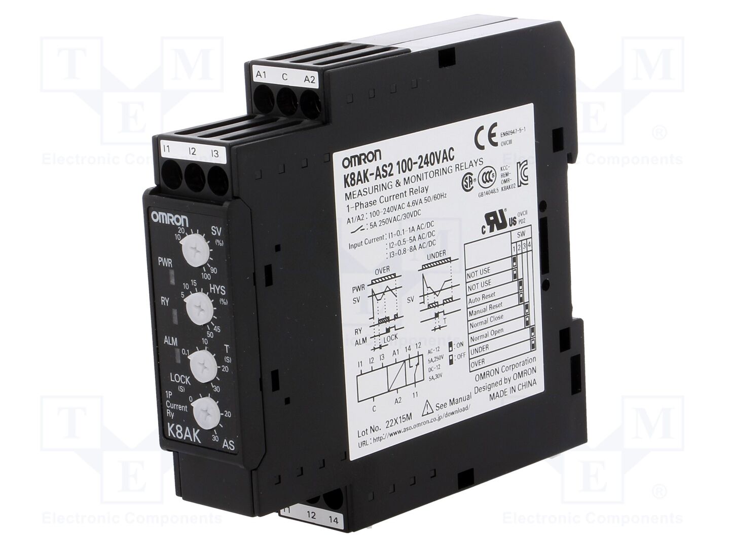 OMRON K8AK-AS2-230 Virtavalvontarele 100-240VAC