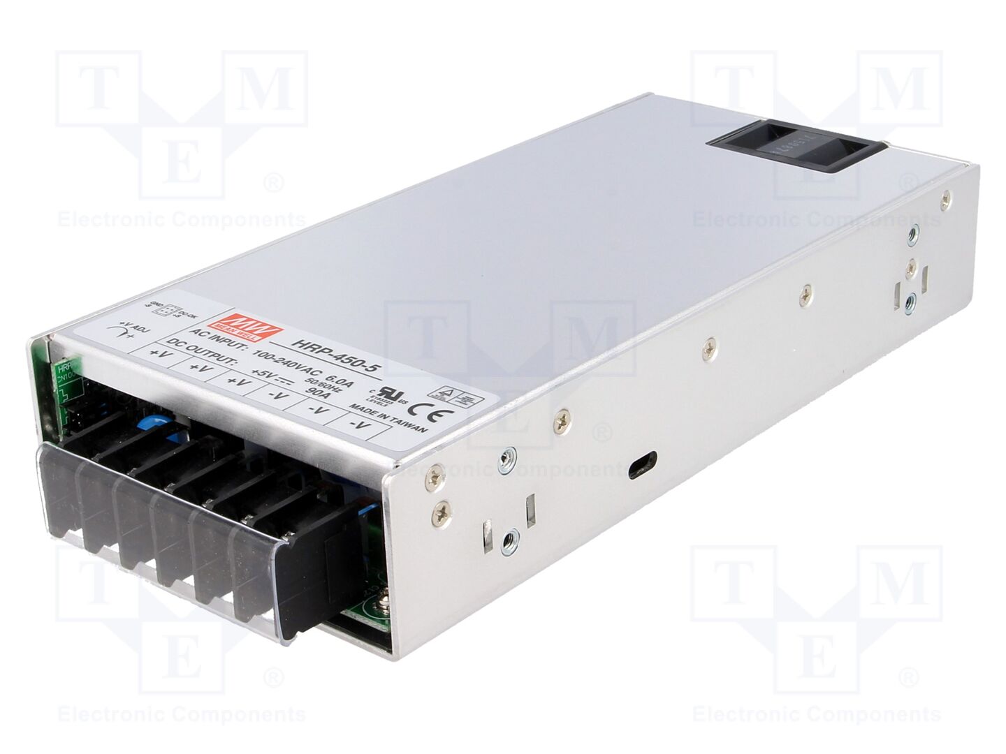 MEAN WELL HRP-450-5 Sisäänrakennettu kytkentäsähkölaite 450W 5VDC 90A