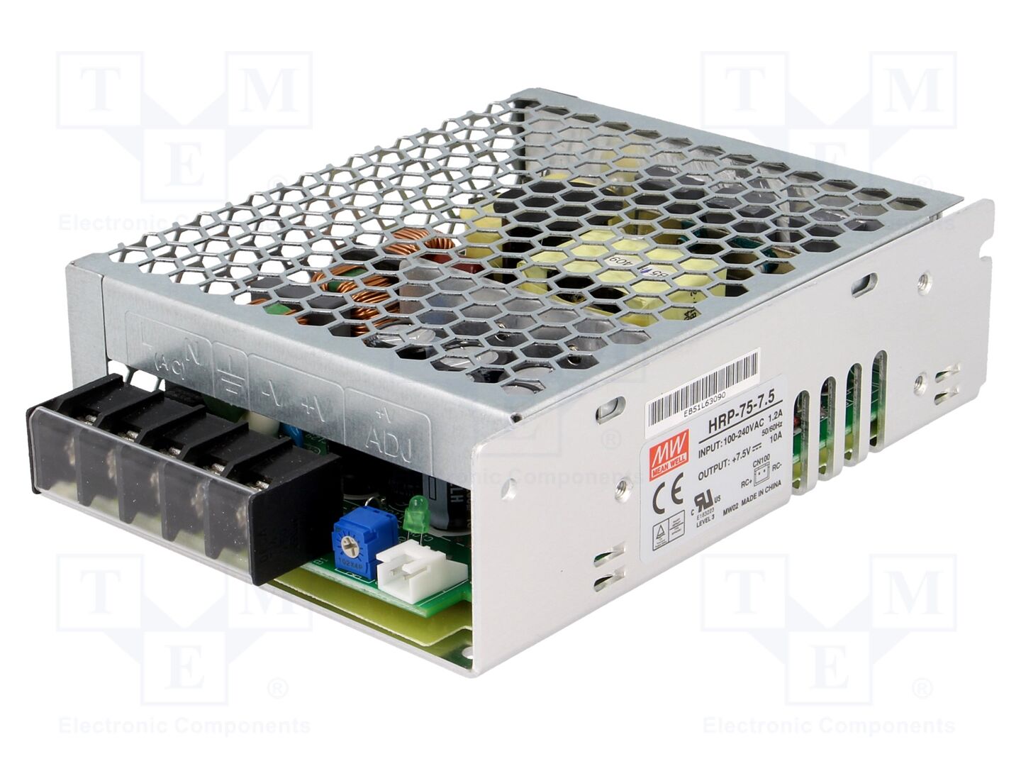 MEAN WELL HRP-75-7.5 Sisäänrakennettu kytkentävirtalähde 75W 7.5VDC