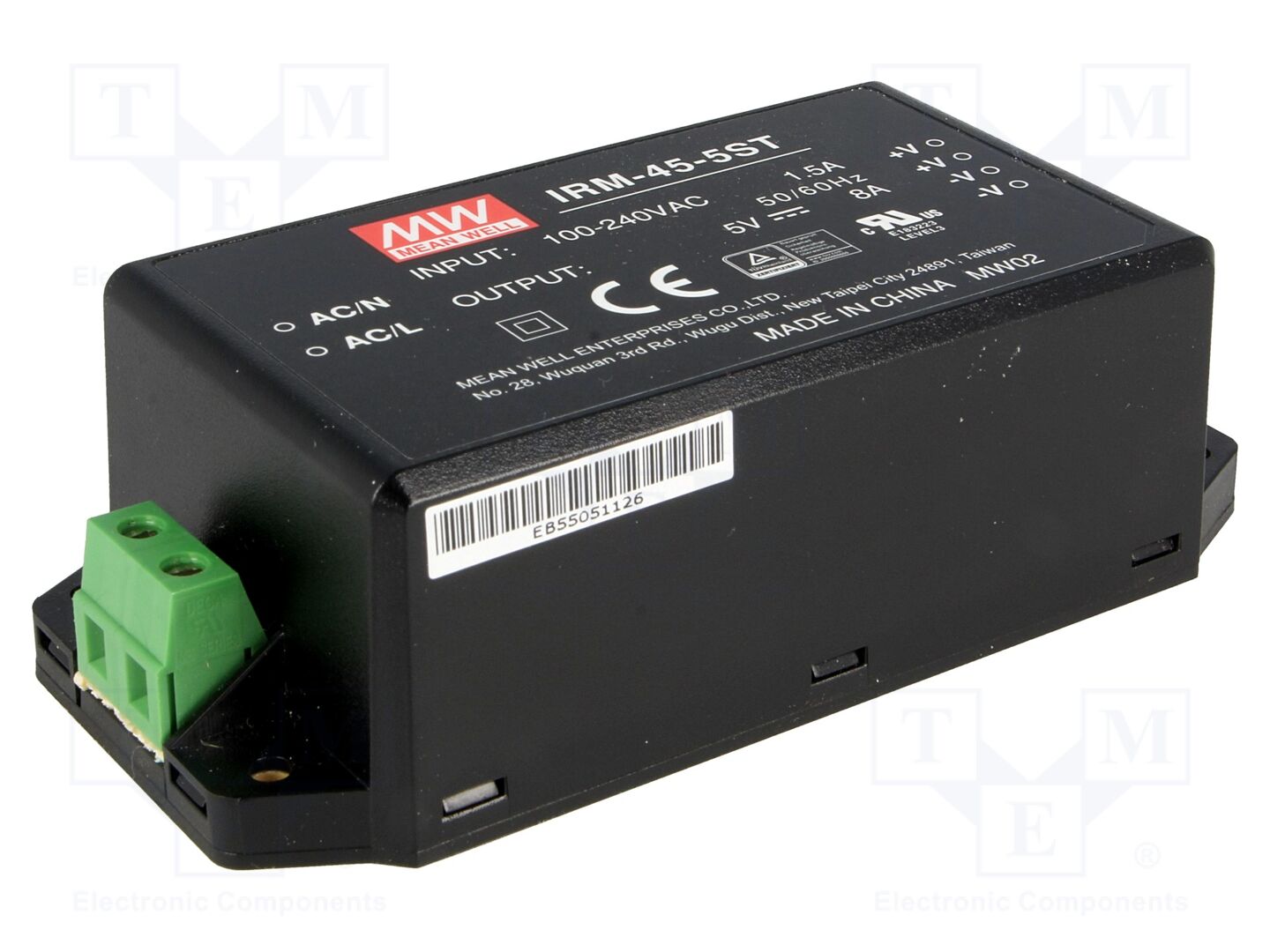 MEAN WELL IRM-45-5ST Sisäänrakennettu kytkentäsähkönsyöttö 40W 5VDC