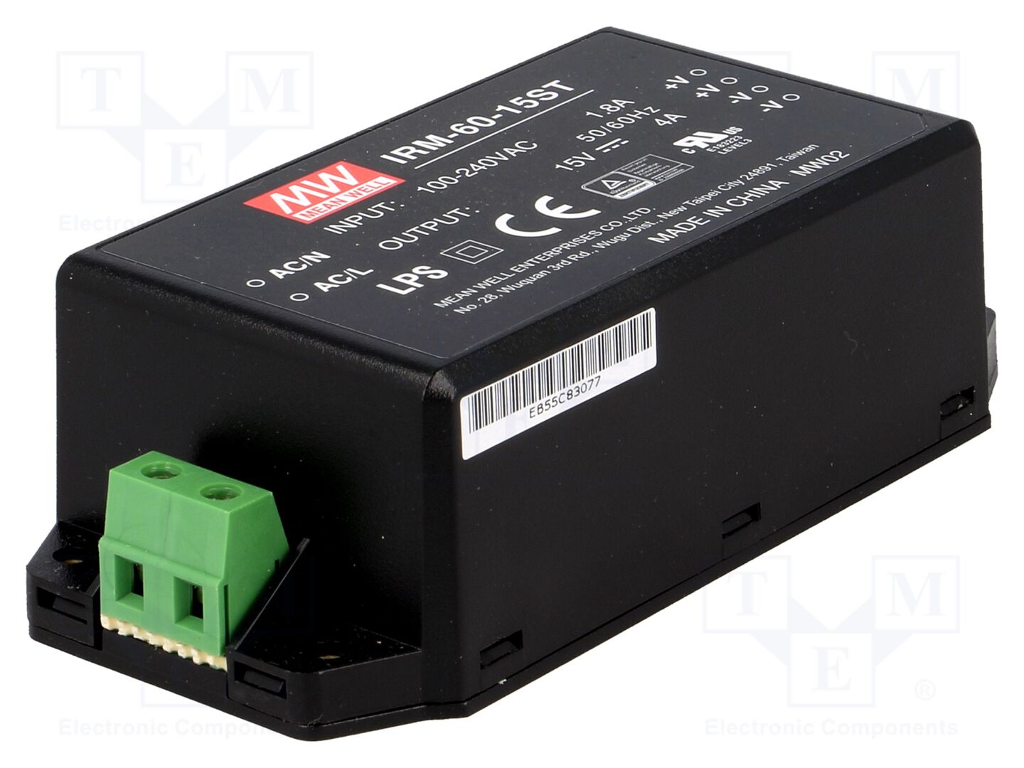 MEAN WELL IRM-60-15ST Sisäänrakennettu kytkentävirtalähde 60W 15VDC
