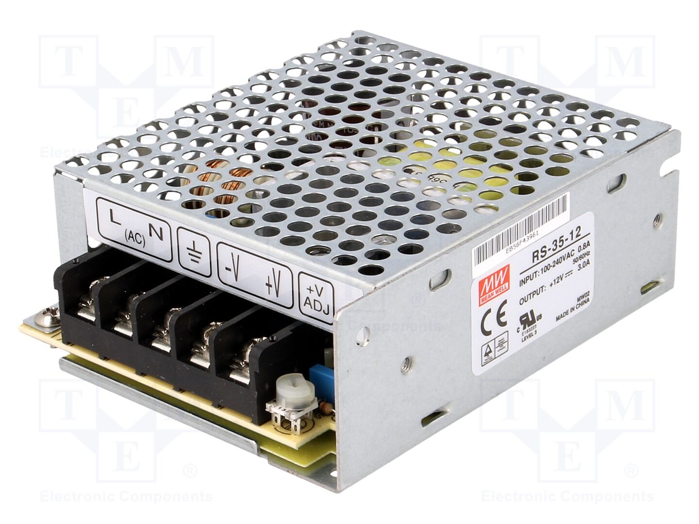 MEAN WELL RS-35-12 Sisäänrakennettu kytkentävirtalähde 35W 12VDC