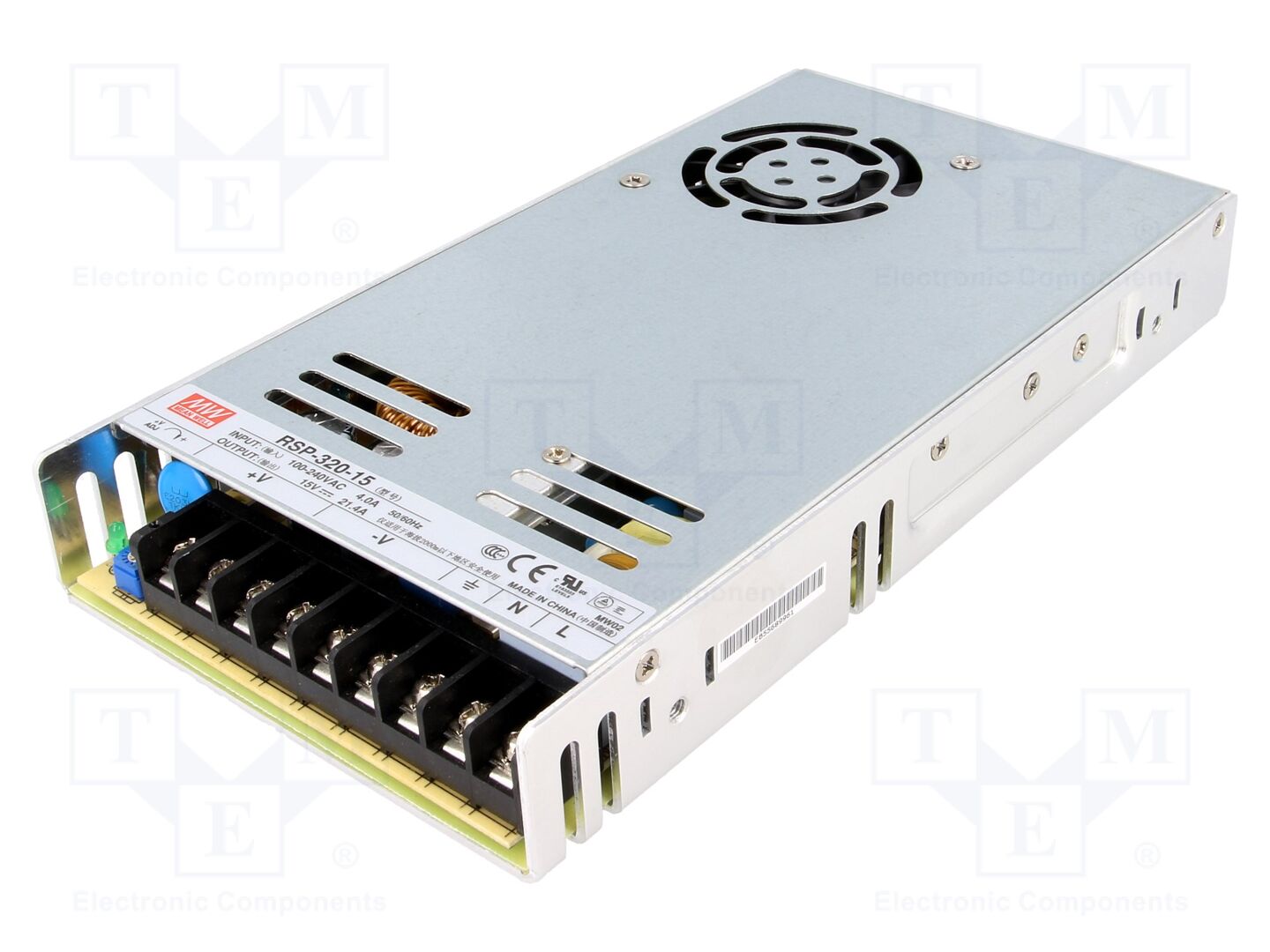MEAN WELL RSP-320-15 Sisäänrakennettu kytkentäsähkölaite 321W 15VDC