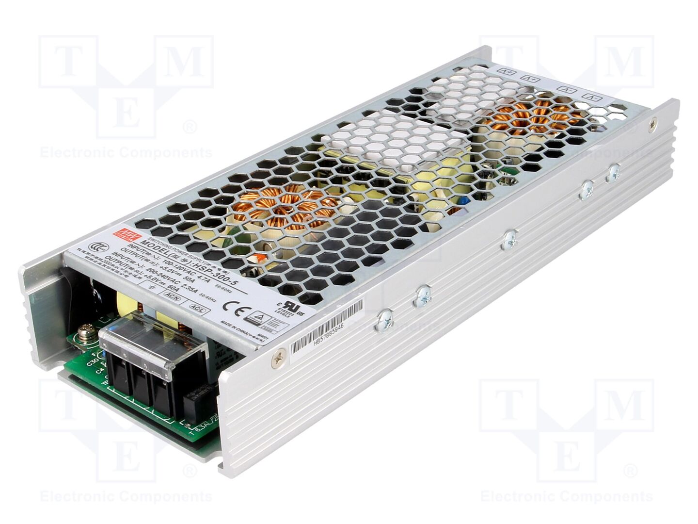 MEAN WELL HSP-300-5 Sisäänrakennettu kytkentäsähkölaite 300W 5VDC 60A