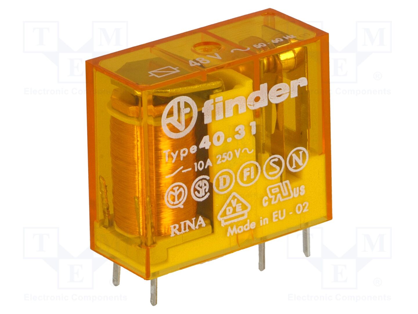 FINDER 40.31.8.048.000 Sähkömagneettinen rele 48VAC