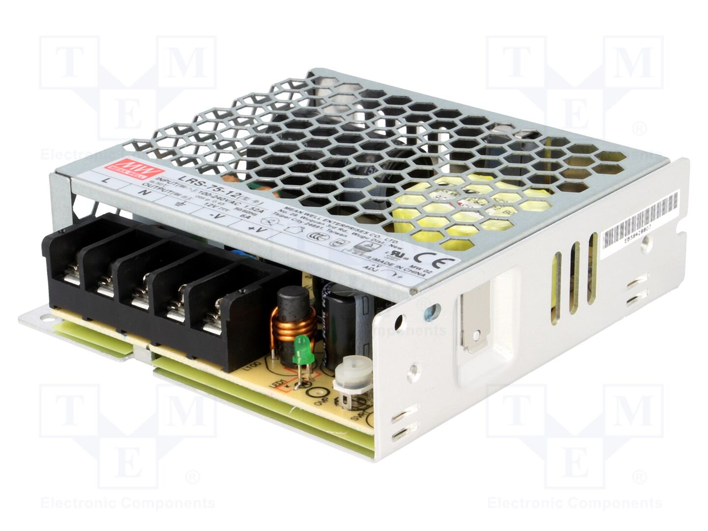 MEAN WELL LRS-75-12 Sisäänrakennettu kytkentäsähkölaite 72W 12VDC 6A