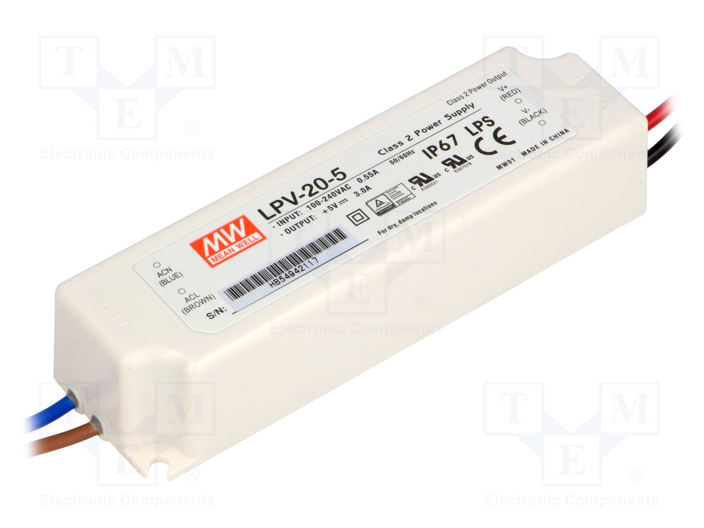 MEAN WELL LPV-20-5 LED-virtalähde 15W 5VDC 3A