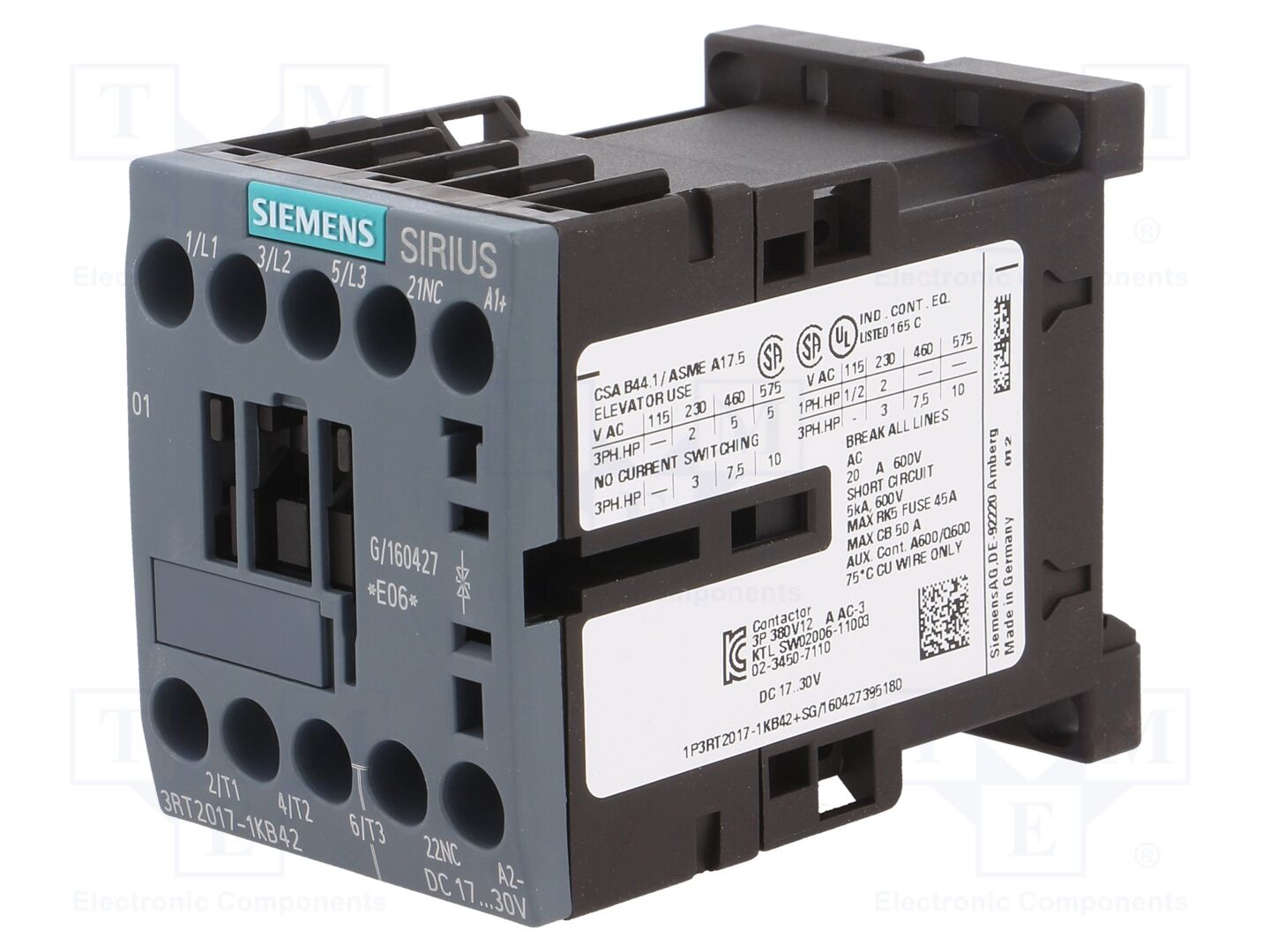 SIEMENS 3RT2017-1KB42 Kontraktori 12A