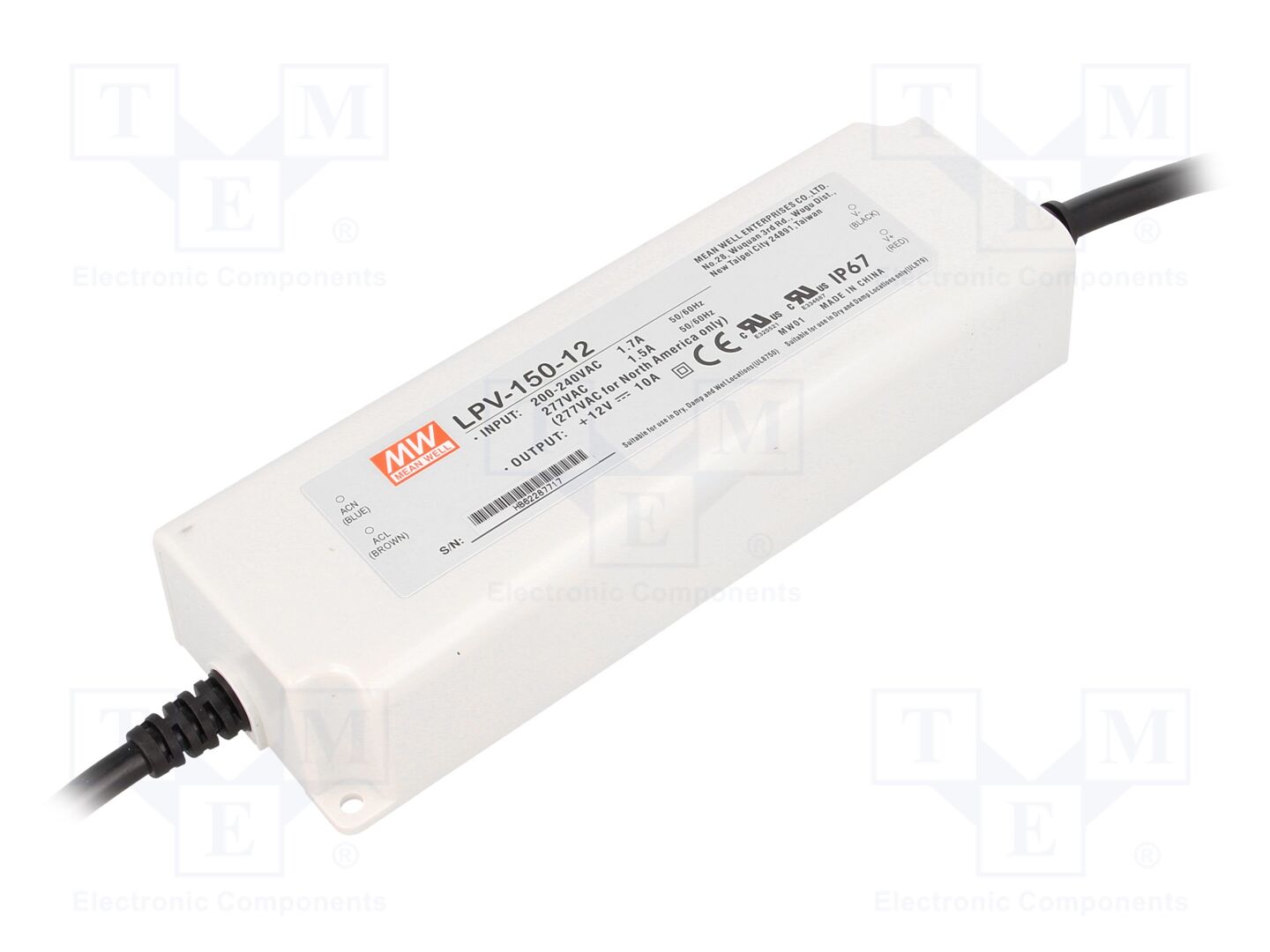 MEAN WELL LPV-150-12 LED-virtalähde 120W 12VDC 10A