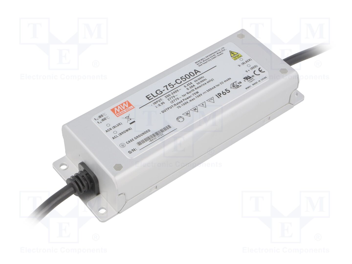 MEAN WELL ELG-75-C500A LED-verkkolaite 75W 75-150VDC 250-500mA IP65