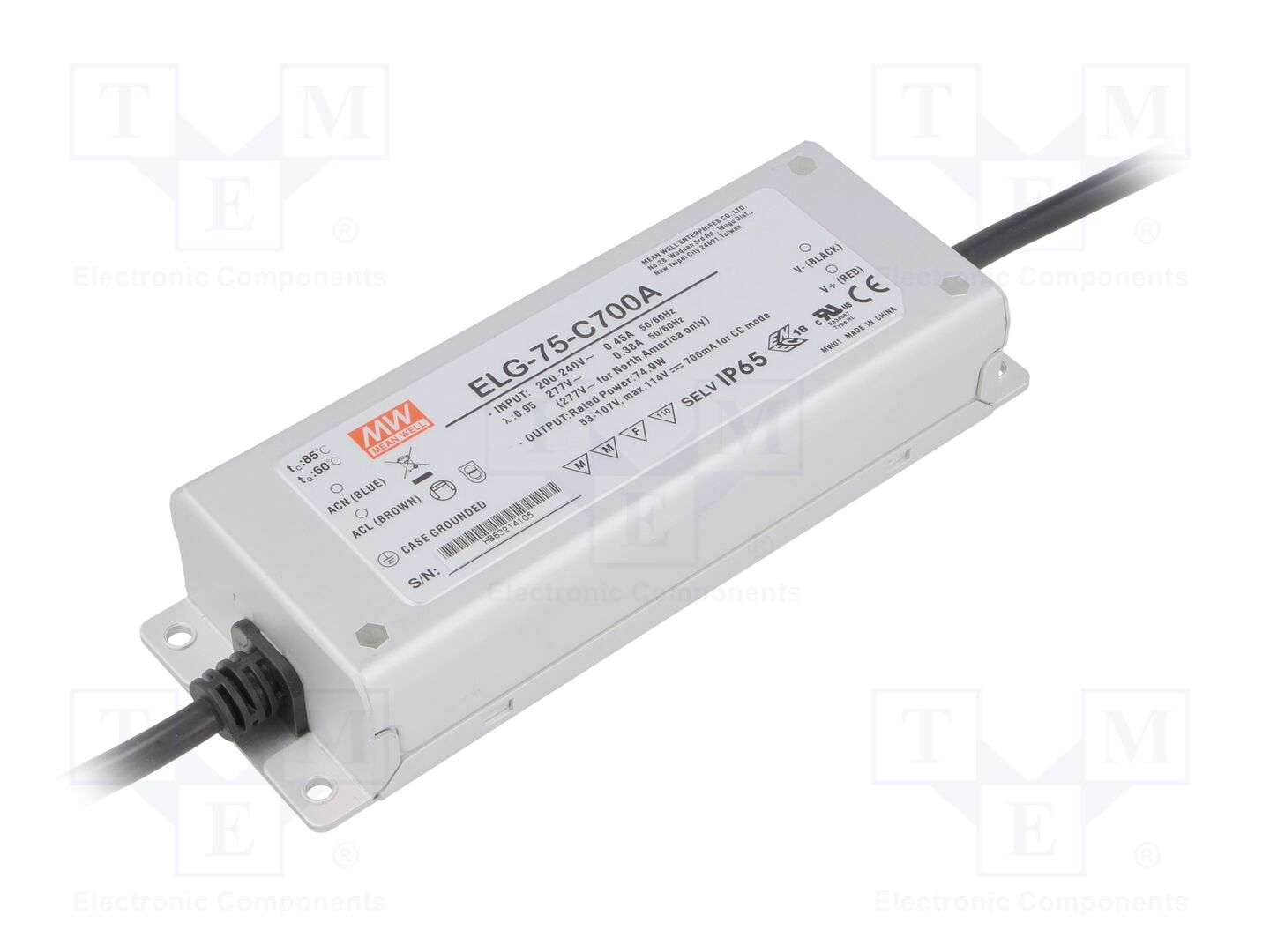 MEAN WELL ELG-75-C700A LED-virtalähde 75W 53-107VDC 350-700mA IP65