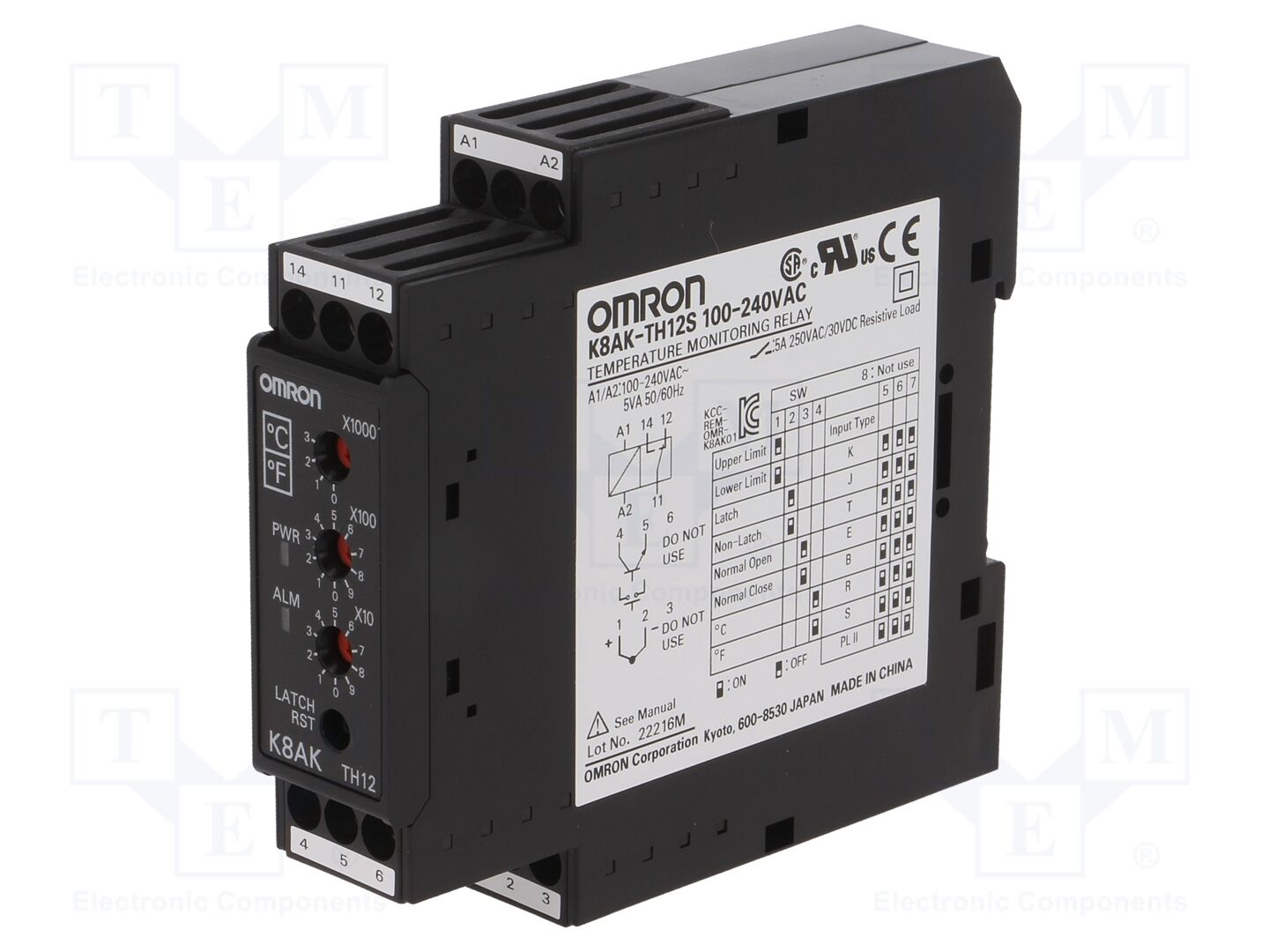 OMRON K8AK-TH12S-230 Lämpötilavalvontarele 100÷240VAC