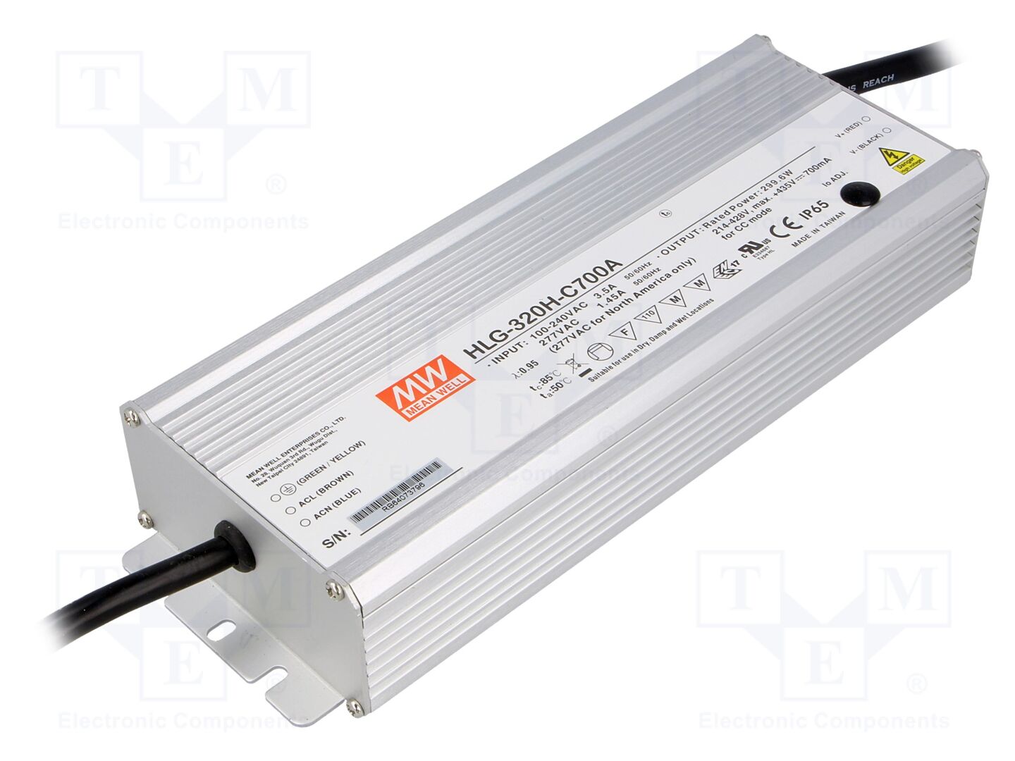 MEAN WELL HLG-320H-C700A LED-virtalähde 300W 214-428VDC 350-700mA IP65