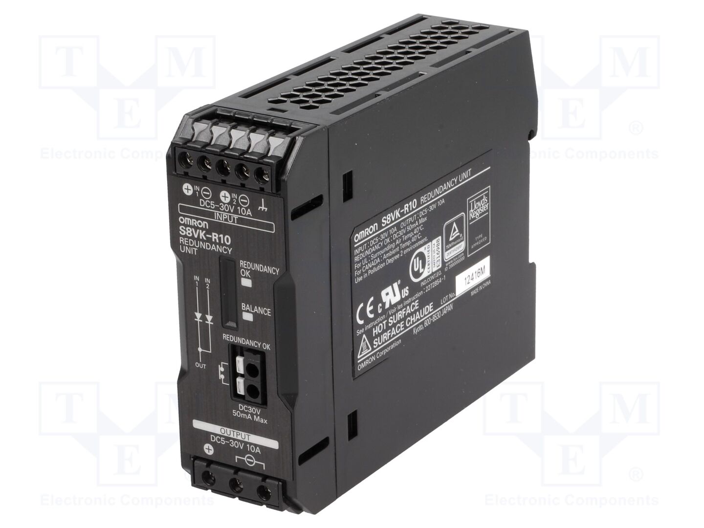 OMRON S8VK-R10 Redundanssimoduuli DIN-kiskoon 10A 5-30VDC