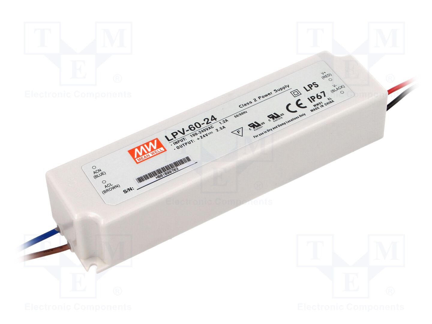 MEAN WELL LPV-60-24 LED-verkkolaite 60W 24VDC 2.5A