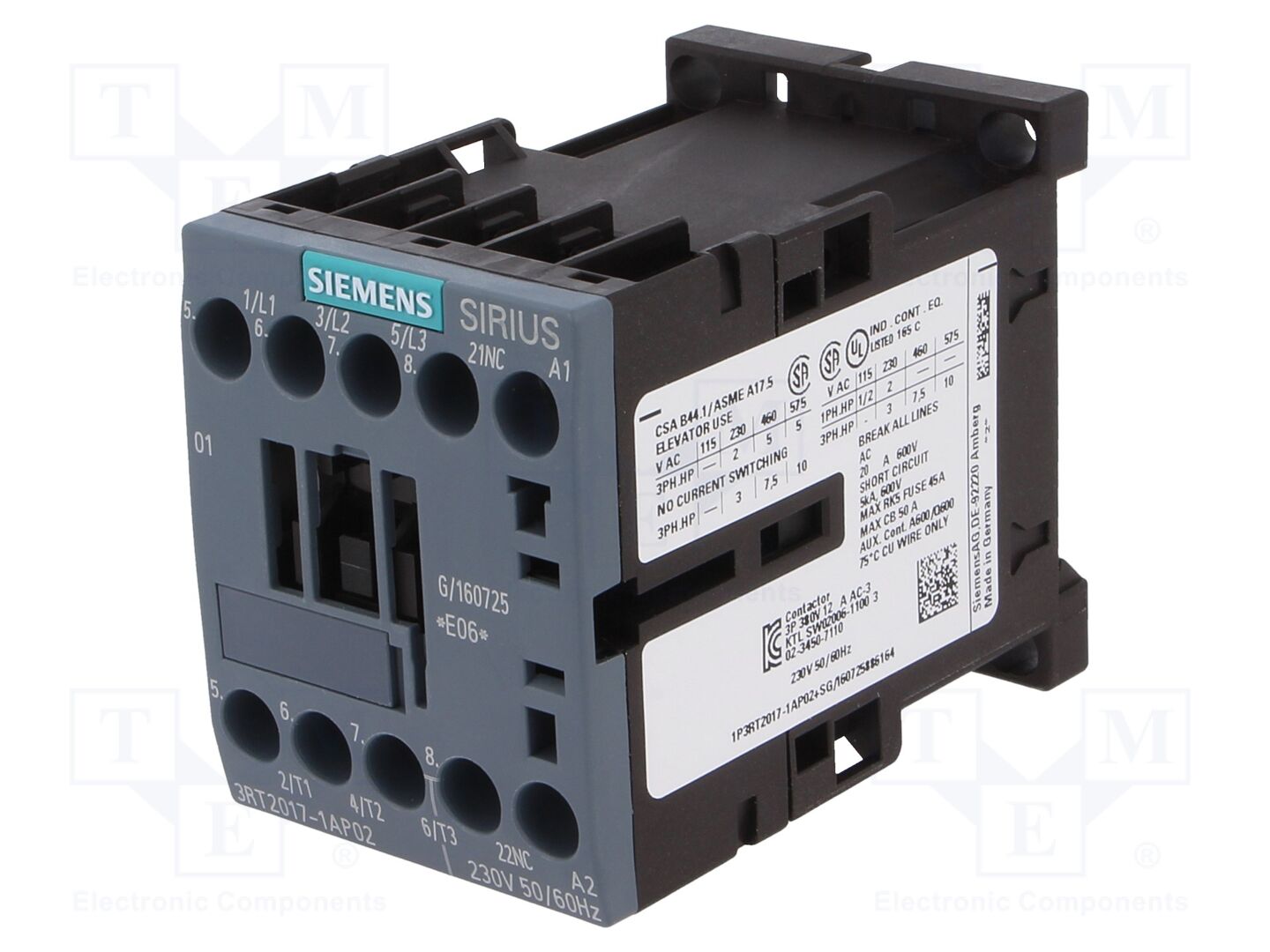 SIEMENS 3RT2017-1AP02 Kontraktori 12A