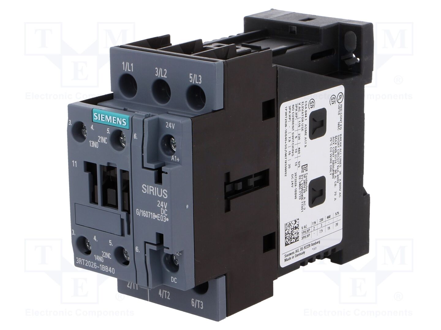 SIEMENS 3RT2026-1BB40 Kontaktori 25A