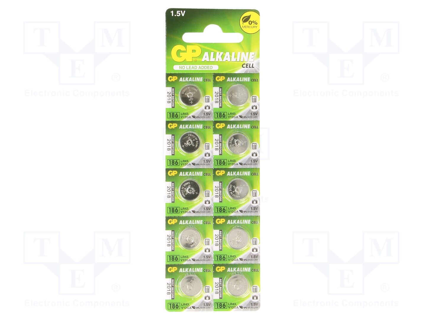 GP BAT-AG12/GP-B10 Paristo alkaline 1.5V (50 kpl erä)