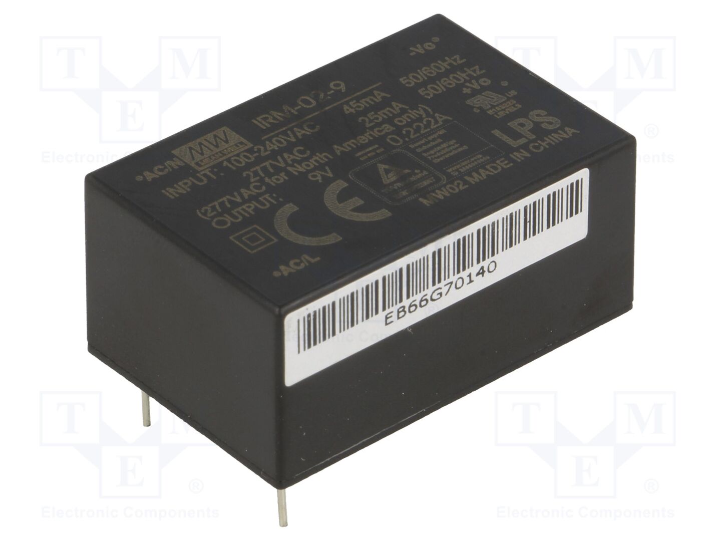 MEAN WELL IRM-02-9 AC/DC-muunnin 2W 9VDC