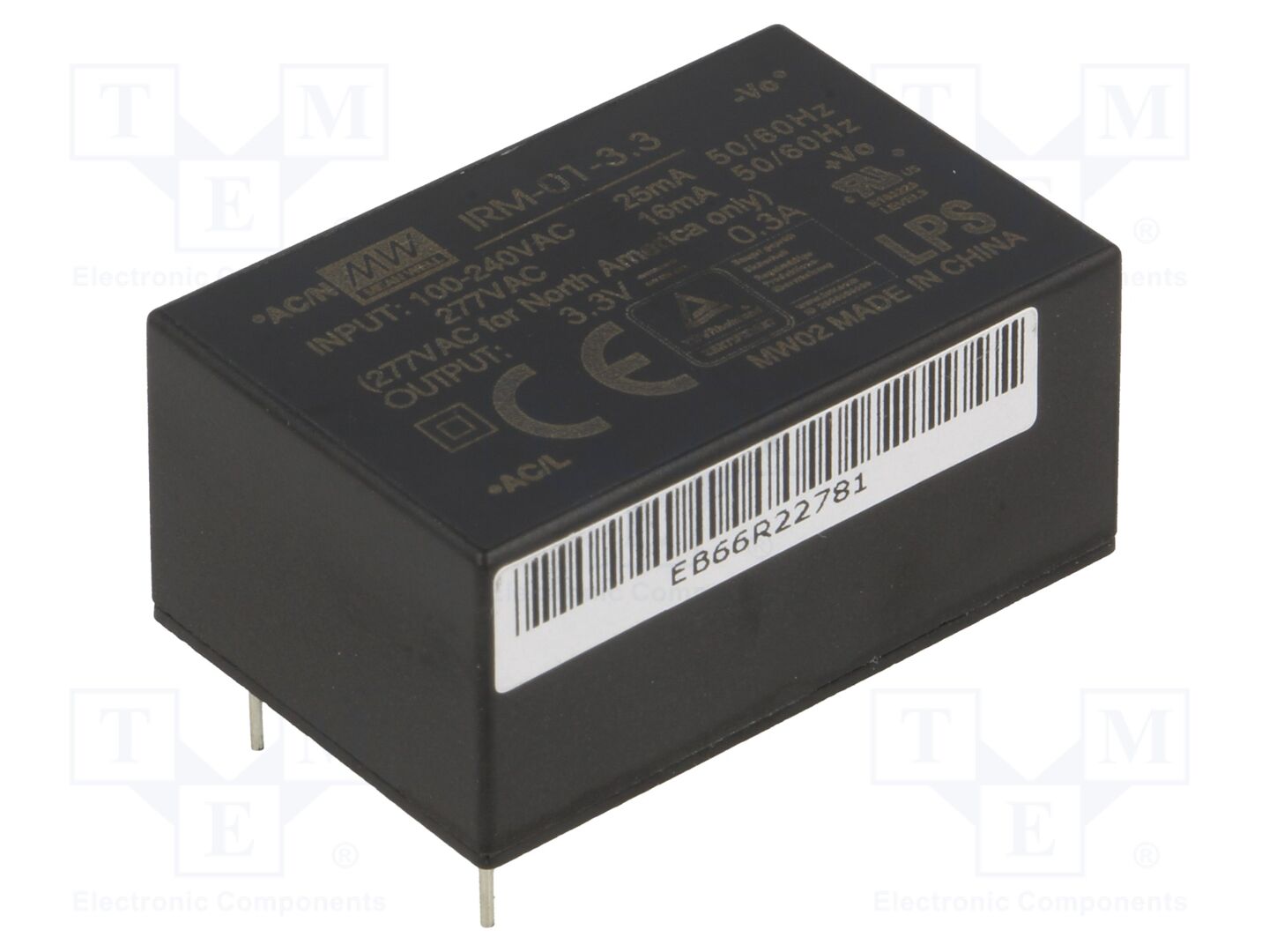 MEAN WELL IRM-01-3.3 AC/DC-muunnin 3.3VDC 1W