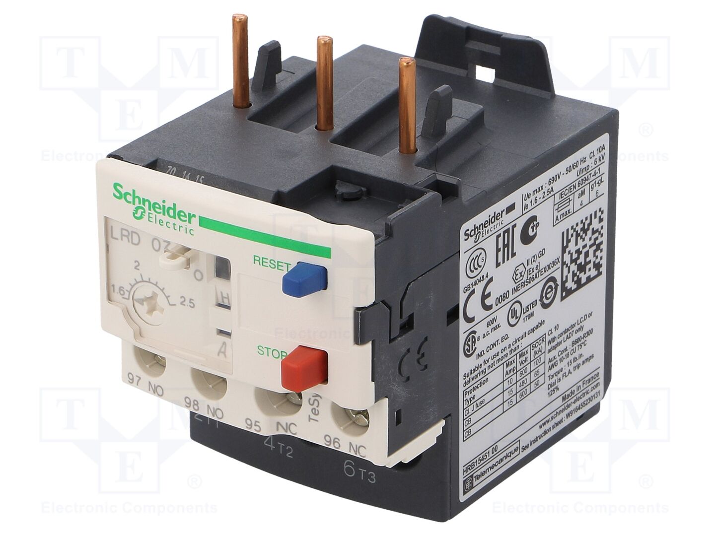 SCHNEIDER ELECTRIC LRD07 Terminen rele 1.6÷2.5A