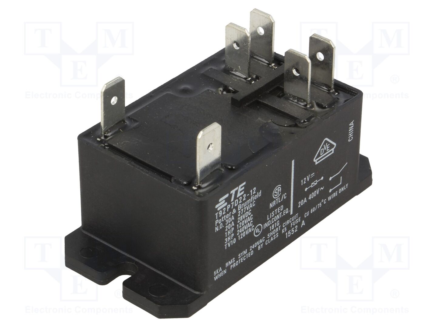 TE Connectivity T92P7D22-12 Sähkömagneettinen rele 30A