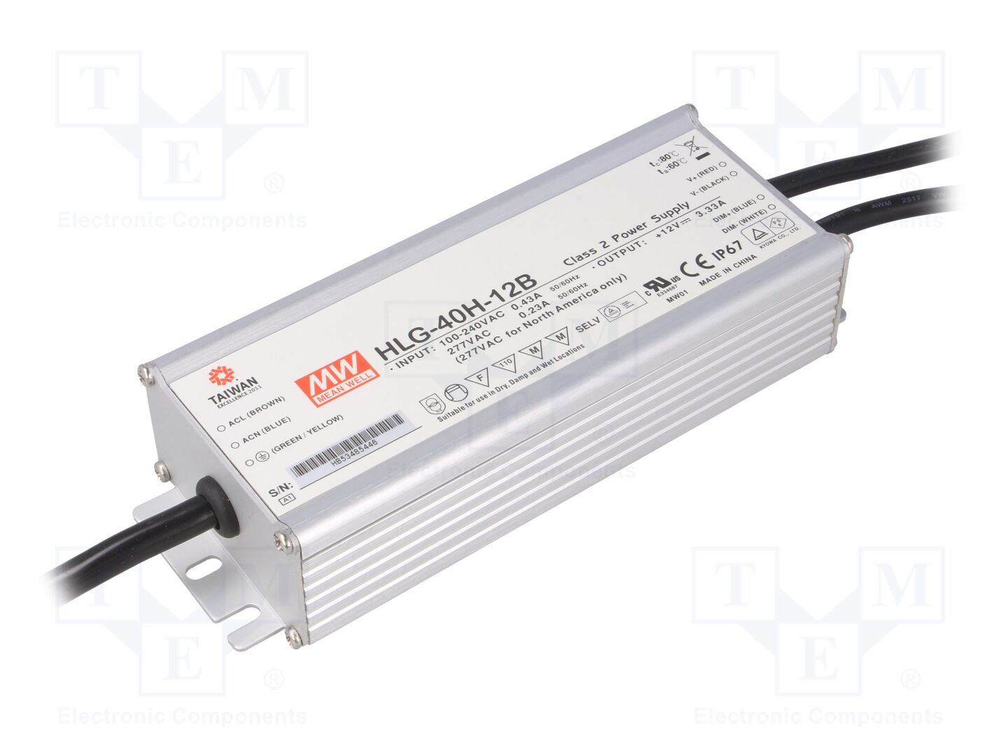 MEAN WELL HLG-40H-12B LED-verkkolaite 40W 12VDC 3,33A