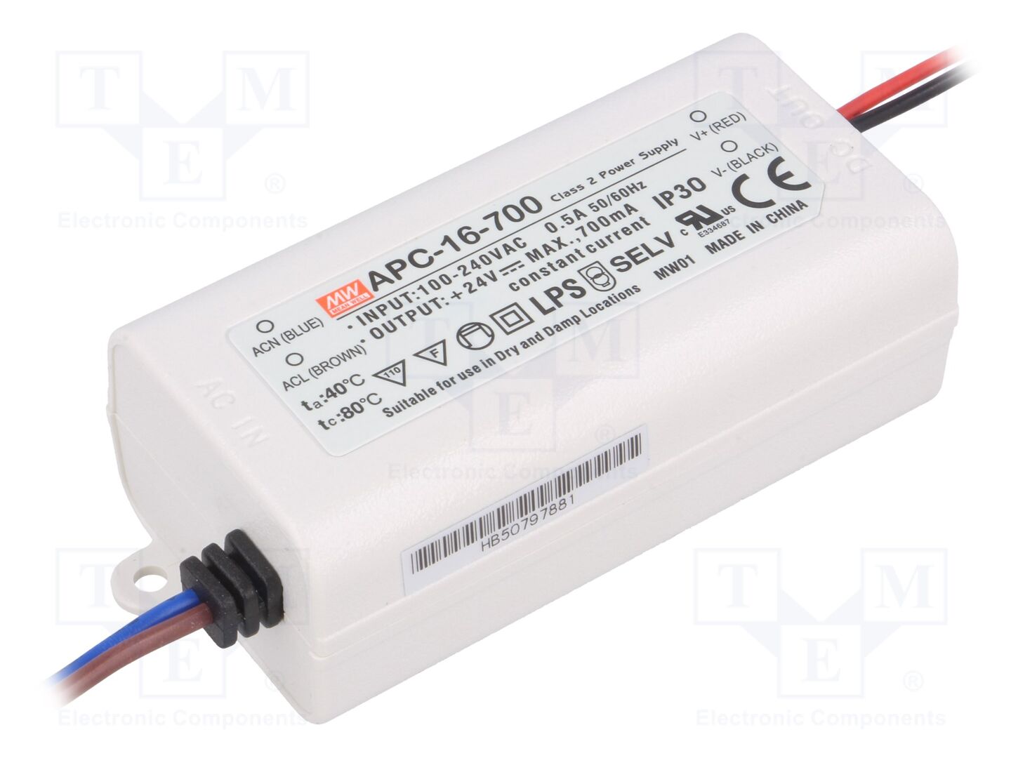 MEAN WELL APC-16-700 LED-virtalähde 16,8W 700mA 9-24VDC