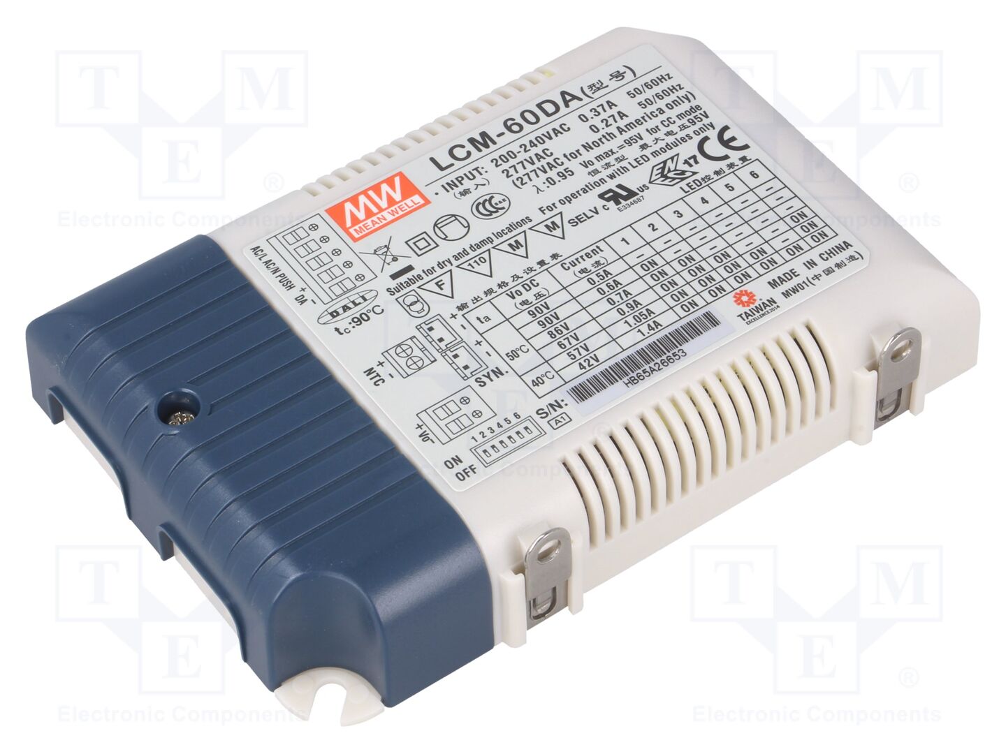 MEAN WELL LCM-60DA LED-virtalähde DALI 60W 2-90VDC 500-1400mA