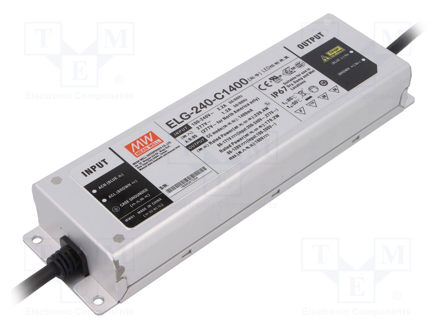MEAN WELL ELG-240-C1400 LED-verkkolaite 240W 1400mA