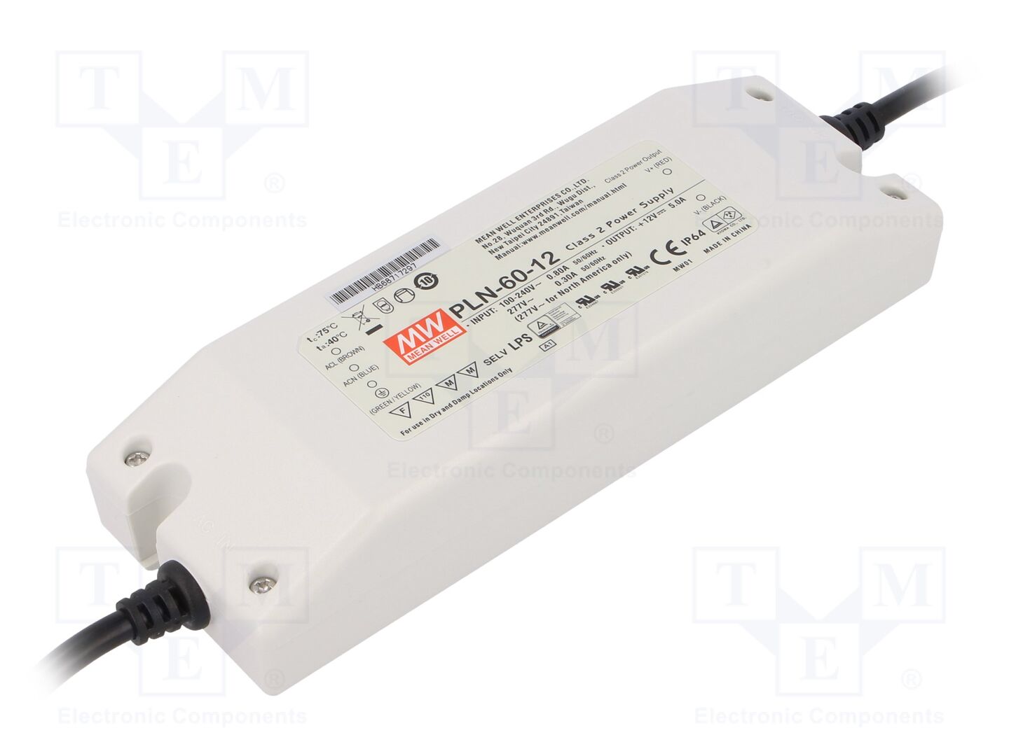MEAN WELL PLN-60-12 LED-verkkolaite 60W 12VDC 5A